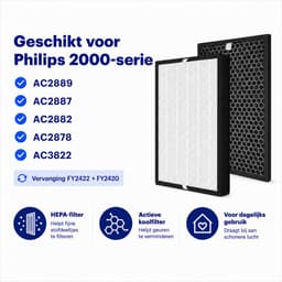 JustValue Filterset geschikt voor Philips 2000-serie Luchtreiniger – Geschikt voor Actieve Koolstof FY2420 & HEPA FY2422 — thumbnail 11