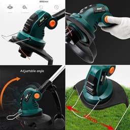 Handgrasmaaier - Tuinmaaier - Kleine gazons onderhouden - Oplaadbaar en draagbaar - Compact formaat - Groen — thumbnail 5