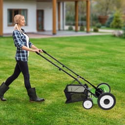 Handgrasmaaier - Gazonmaaier - Tuinonderhoud - 9 Hoogteposities - 40-64 cm Maaibreedte - Groen — thumbnail 2