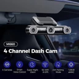 AZDOME M660 2K 4CH 360° Dash Cam - 4 Camera's (voor + achter + links + rechts), Ingebouwde 128GB eMMC & Auto Parkeermodus, GPS, 5G WiFi, 3" Touchscreen, G-Sensor & IR Nachtzicht - Auto Beveiliging - Haarscherpe Nachtzicht - Dashcam Auto 2026 Model — thumbnail 2