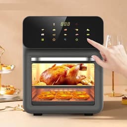 Heteluchtfriteuse – Airfryer - Airfryer Oven - 10L - 1350W - 360° Circulatie - 80°C tot 230°C - Airfryer Zonder Olie - Touchscreen - Kijkvenster - Automatisch Uitschakelen - Zwart — thumbnail 4