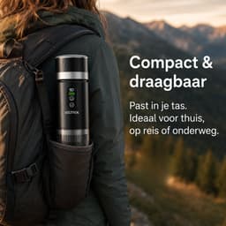 Draagbare koffiemachine - Verwisselbare Accu - 20 Bar - Inclusief Beschermhoes - Espressomaker voor Onderweg - 150 ml - 7500 mAh Oplaadbaar - Draagbaar koffiezetapparaat - Cups & Gemalen Koffie - Camping & Reizen - Espresso & Lungo - Seltrix - Zwart — thumbnail 4