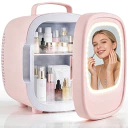Skincare Koelkast - Mini Koelkast Slaapkamer - Cosmetische Koelkast - 6L Koelkast - LED Spiegel Koelkast - Draagbaar - Koelen En Verwarmen - AC/DC - Huidverzorging Koelkast - Beauty Koelkast — thumbnail 1