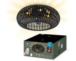 Varin® Smart Plafondlamp met ventilator - Bamboe Zwart - Tuya Wifi - Ø 50cm - Plafondventilator met verlichting - Smart lamp slaapkamer - Plafonniere kinderkamer - Plafondlampen industrieel - Plafond lamp - Afstandsbediening - Plafond met ventilator — afbeelding 1