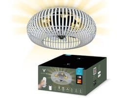 Varin® Smart Plafondlamp met ventilator - Bamboe Wit - Tuya Wifi - Ø 50cm - Plafondventilator met verlichting - Smart lamp slaapkamer - Plafonniere kinderkamer - Plafondlampen industrieel - Plafond lamp - Afstandsbediening - Plafond met ventilator — afbeelding 1
