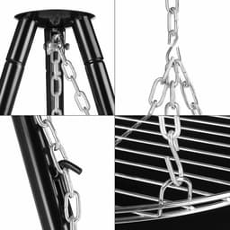 Cellista Statief BBQ Grill - Houtskool Grillset - Kampvuur BBQ - Vuurkorf met Hangend Grillrooster - Verstelbare Hoogte - 52 cm — thumbnail 3