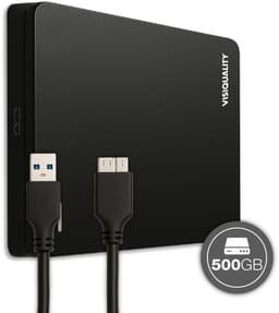 VisiQuality High-Speed Externe Harde Schijf 500 GB - Draagbare Harde Schijf USB 3.0 - Voor Windows & Mac - Geschikt voor Gameconsoles - Compact - Met handleiding - Zwart — thumbnail 1