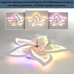 TamTrade Plafondventilator - Plafond ventilator met verlichting - LED - Dimbare verlichting - RGB - Instelbare kleurtemperatuur — thumbnail 5