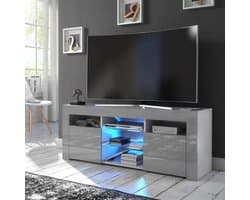 Tv-meubel met LED - Mediabureau Kast - Woonkamer Inrichting - Hoogglans en Mat Afwerking - 120cm Breed - Grijs