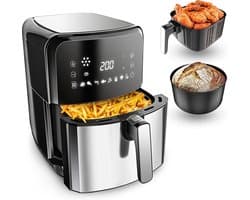 Hete Lucht Friteuse - Airfryer Keukenapparaat - Gezond Frituren - 12 Programma's Touchscreen - 5.5 Liter Capaciteit - Zwart
