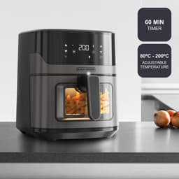 Airfryer Zonder Olie - Hetelucht Frituurpan - Gezond Bakken - Groot Volume 6.5L - 28x26x35cm - Zwart — thumbnail 4