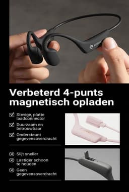 Sanag Open-Ear headphone - Sport Koptelefoon – IPX7 Waterdicht - Air Conduction 2.0 - 9 uur Batterij - Bluetooth 5.3 - Magnetisch Opladen - Titanium Frame - Blauw — thumbnail 5