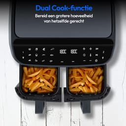 Dubbele Heteluchtfriteuse - Airfryer met 2 Kamers - Gezond Koken - 8.7 Liter Capaciteit - 41x40x33 cm - Mat Grijs — thumbnail 2