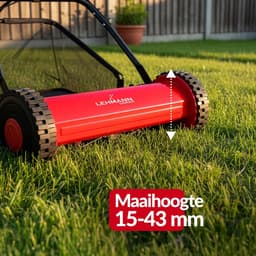 Handgrasmaaier 40 cm - Mechanische maaier - Gazononderhoud - 5-blads kooisysteem - 15-43 mm hoogte - Zwart/Rood — thumbnail 2