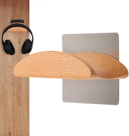 Houten Hoofdtelefoonhouder - Ondersteuning Headset - Bureau Organisatie - Zonder Boren Montage - 10x6.3x2.8 Cm — thumbnail 1