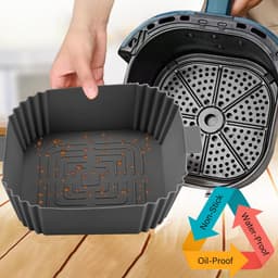 Set van 2 siliconen bakvormen voor airfryers, vierkant (7,9 inch), met handvatten, antiaanbaklaag, hittebestendig tot 240°C, herbruikbaar & vaatwasserbestendig — thumbnail 2