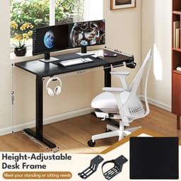 Elektrisch Verstelbaar Bureau 120x60 cm - Zit Sta Bureau met Tafelblad - 2-delig Frame - Zwart — thumbnail 2
