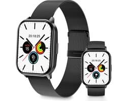 Smartwatch voor dames en heren – met belfunctie en sms-ontvangst – Bluetooth 5.3 fitnesshorloge – IP67 waterdicht sporthorloge – met bloedzuurstof, hartslag, slaapkwaliteit, stappenteller en muziekbediening – zwart (siliconen band + stalen band)