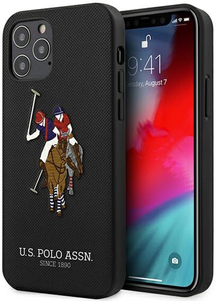 U.S. Polo Assn. Embroidery Collection - iPhone 12 Etui - Zwart - Elegante Bescherming — afbeelding 1