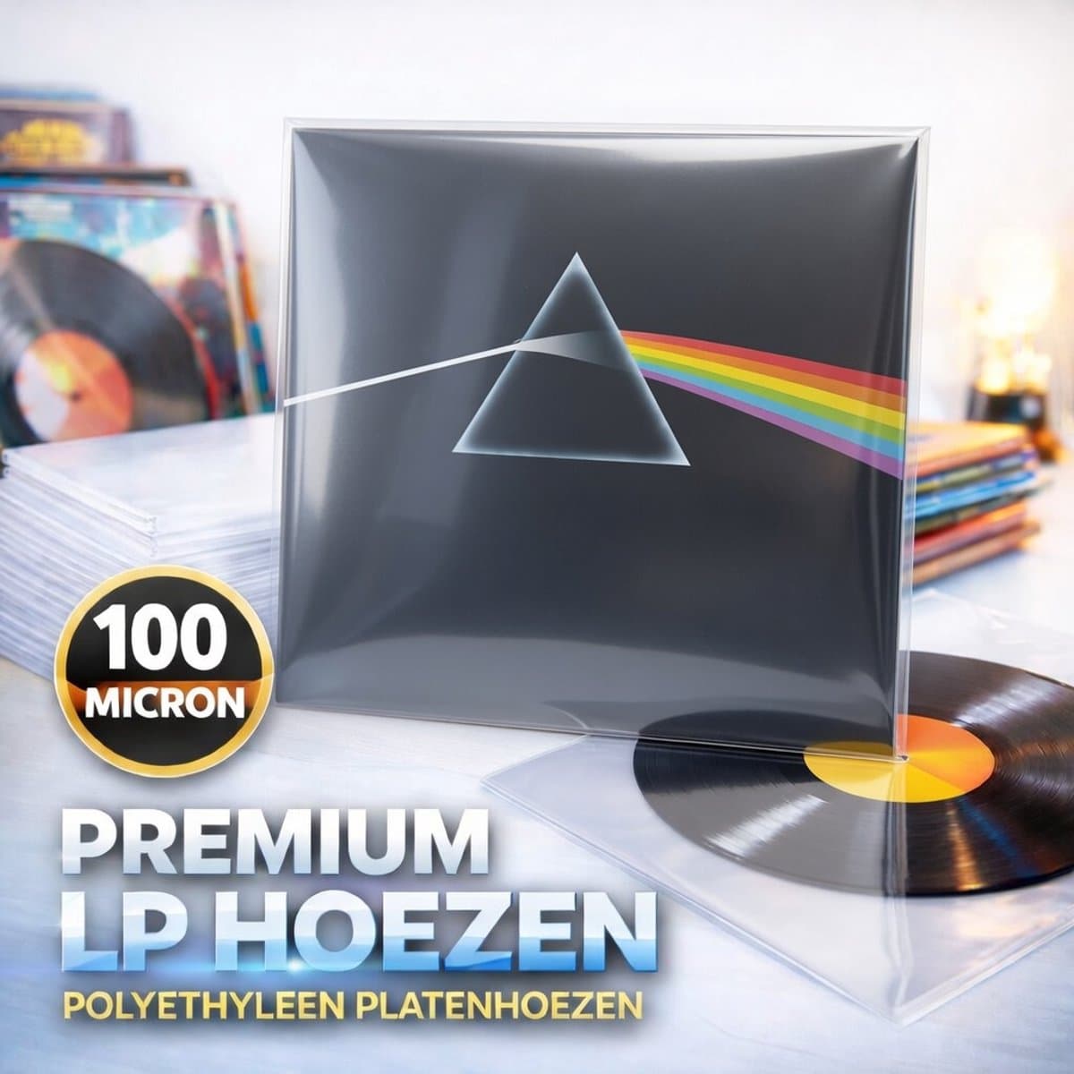 50 Single & dubbel LP Hoezen mat, dikte 100 micron (GOEDE KWALITEIT! 0.10mm dik) - LP hoes, buitenhoezen, sleeve, sleeves, beschermhoes, beschermhoezen, platenhoezen, buiten, transparant, plastic, maxi-singles, lps vinyl platen, 12", 12 inch — afbeelding 1