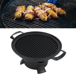 Dailygoody - Gietijzeren Hibachi-grill - Draagbare grill - Eenvoudig te monteren - 13 x 21 x 10,5 cm - Houtskoolgrill - Ideaal voor picknicks en kamperen — thumbnail 3
