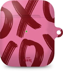 xoxo Wildhearts hoesje geschikt voor Airpods 1/2 - Can't Talk Now Pink - Ook als telefoonhoesje verkrijgbaar - schokbestendige case geschikt voor Airpod 1 en 2 - koptelefoon case - Beschermhoes met tekst opdruk - print - roze / paars — thumbnail 1