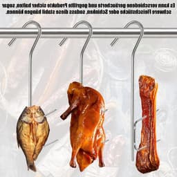 RVS Dubbele Haken van 21 cm voor het Roken van Worst, Vlees en Vis - Ideaal voor Rookoven en BBQ — thumbnail 4