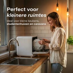 Skoov Mini Vaatwasser met waterreservoir - 5 couverts - 6 wasprogramma's - 45cm - Kleine smalle vrijstaande afwasmachine - Camping - Wit — thumbnail 4