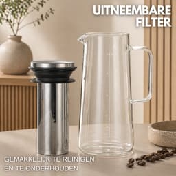 House of Husk Cold Brew Koffie Maker - Slow Coffee - Borosilicaat Glas - 1 Liter - Uitneembare Filter — thumbnail 2