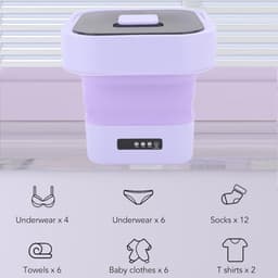 Portable Wasmachine - 10 Liters - Mini Wasmachine met Automatische Spoelfunctie - Grote Capaciteit Vouwbare Wasmachine - Vouwbare Mini Wasmachine voor EU Plug — thumbnail 2