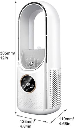 Mini airco – Blauw – airco met water - Mini Airco 4 in 1 – Koelen, Blazen, Lucht Bevochtigen - 6 Snelheden & Timer - USB Multifunctionele Bediening met LED-Display - Draagbaar voor Slaapkamer, Keuken, Kantoor - Wit - 1 Stuk — thumbnail 2