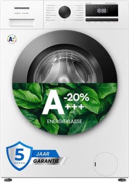 Heinner HWM-HME8014IVA20+++ Wasmachine - 8 kg - 1400 tpm - Energieklasse A-20% - Inverter Motor - Stoomfunctie met Allergy Steam & Baby Steam Care - 15 Programma's - Quick Wash 15 min - Wit - 5 Jaar Garantie — thumbnail 1