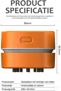 KZQ USB-oplaadbare toetsenbordstofzuiger, tot 300 minuten batterijduur, 360° draaibaar, perfect cadeau, geschikt voor bureaus, lades, toetsenborden en haar (oranje, oplaadbaar). — thumbnail 5