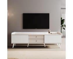 TV-kast met laden - Televisietafel dressoir - Opbergen entertainmentapparatuur - Twee schuifdeuren en laden