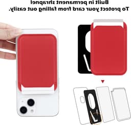 RFID Kaarthouder met Mag-Safe voor iPhone 12/13/14 Mini/Plus/Pro/Max, Rood, Minimalistisch Ontwerp en Veiligheid — thumbnail 3