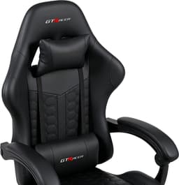 GTRacer - Game Stoel Met Voetensteun - Gaming Stoel - Ergonomische Bureaustoel - Gamestoel - Verstelbaar - Gaming Chair - Zwart — thumbnail 3