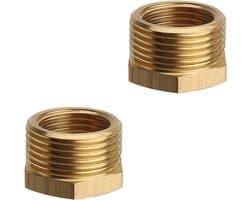 3/4 Inch naar 1/2 Inch Messing Reducer Nippel, 2 Stuks, Draadverbinding voor Industrie, Commercieel en Huishoudelijk Gebruik