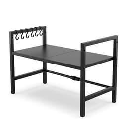 Lynexa Keukenkast Organizer Uitschuifbaar 38-64 cm - Magnetronkast - Magnetron Rek - Keukenrek met 6 Haken - Opbergrek voor Airfryer en Oven - Zwart — thumbnail 1