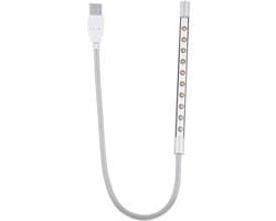 ONF3 - Laptoplamp - Draagbaar USB-toetsenbordlicht - Helder licht voor gaming - Zilver - 10st LED-lamp - Ideaal voor pc en laptop