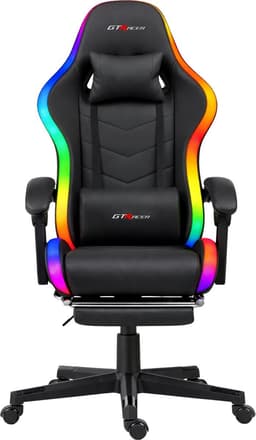 GTRacer RGB - Game Stoel - Met RGB Verlichting - Gaming Stoel - Ergonomische Bureaustoel - Gamestoel - Verstelbaar - Gaming Chair - Zwart — thumbnail 2