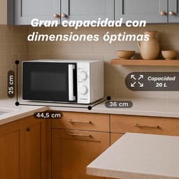 Magnetron 20 Liter - Compacte Magnetron - Snel Opwarmen - Ontdooifunctie - 245 mm Draaiplateau - Wit — thumbnail 2