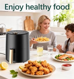 Ulisem - Airfryer - Mini airfryer - 4.5 liter - 360° circulatie - 24 menu's - Vaatwasserbestendige antiaanbakmand - Met voorverwarming en schudden - Automatische uitschakeling - Geschikt voor keuken of camping - Compact en draagbaar — thumbnail 6