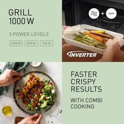 Magnetron Grill - Combi Oven - Snel Koken - Met Stoomfunctie - 29 Liter - Zwart RVS — thumbnail 4
