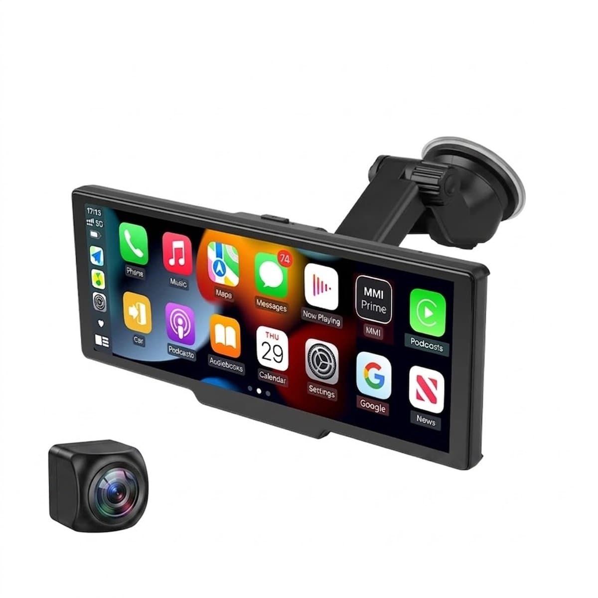Solvix CarPlay Scherm – CarPlay – Dashcam voor Auto – Dashcam met 10.26 Inch Touchscreen – Draadloze Apple CarPlay & Android Auto – Inclusief Achteruitrijcamera – FM en AUX — afbeelding 1