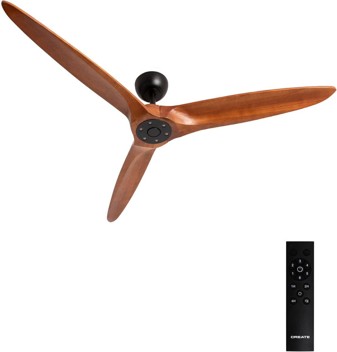 CREATE - Plafondventilator 40W stil Ø152 cm 100% hout - Zwart / Donker hout - Geen licht - WIND CENTURY — afbeelding 1