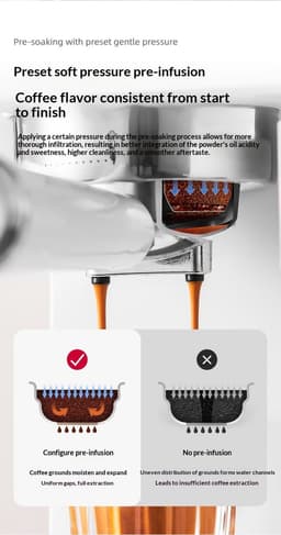 BlitzHome CM5600 1350W Automatische Espressomachine met Melkopschuimer, 20 Bar Pomp, 6 Koffiemodi, Automatisch Reinigingssysteem, Slim Scherm voor Thuis of Café, Zwart — thumbnail 5