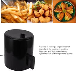Luchtfriteuse Olievrij - Heteluchtoven Compact - Gezond Koken - 360 Graden Verwarmen - 30x30x35cm - Zwart — thumbnail 5