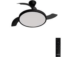 CREATE - Plafondventilator 40W stil met intrekbare bladen met licht - Ø108cm - Zwart - Ffstandsbediening - WIND CLEAR STUDIO — afbeelding 1