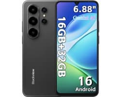 Blackview WAVE 10C Smartphone - Telefoon Dubbele Sim 4G - 6,88" HD+ IPS - 16GB(4+12) RAM - 32GB ROM - 5000 mAh - Android 16 - GPS - Zwart