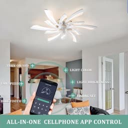 Plafondventilator met Verlichting - Ventilatorlamp - Comfort in Huis - 6 Snelheden Dimbare LED - 78 cm - Goud — thumbnail 2